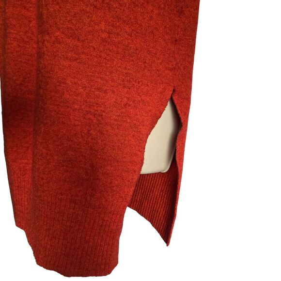 Tahari M Orange Merino Wool Blend Open Knit Duster Cardigan Vest Sleeveless Boho - Picture 4 of 7